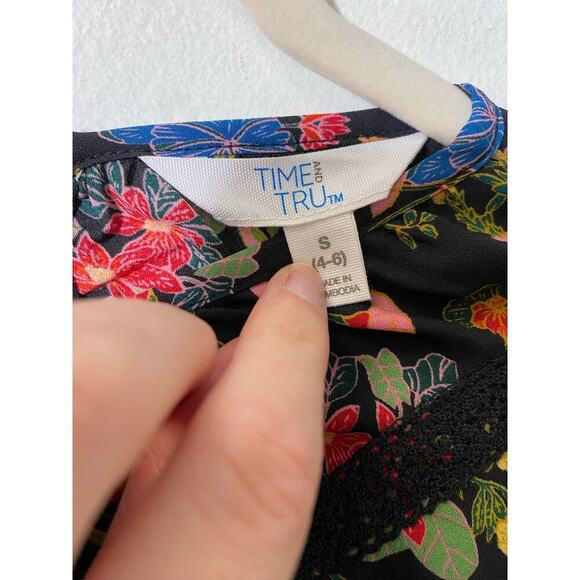 Time and Tru Black Long Sleeve Mini Dress Sz S - Picture 3 of 3